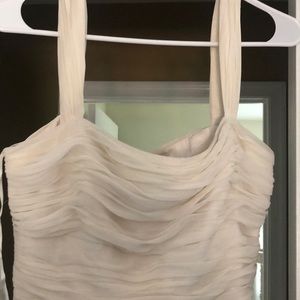 Off white pleated even dress, fit sample